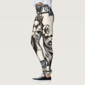 Leggings Princesse Polynésienne Fleurie Tribale Bleue (Gauche)