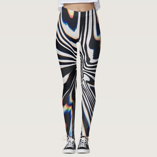 Leggings Prisme de ligne déformée Glitch (Devant)