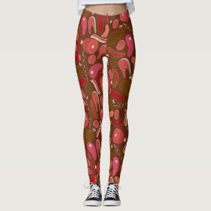Leggings produits à base de viande dessinés à la main Légum