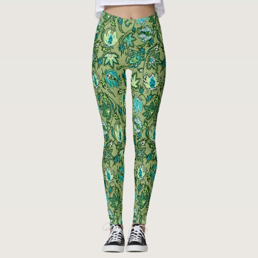 Leggings Protea Batik Hawaï Tropical Floral (Devant)