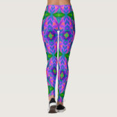 Leggings Psychédélique amusant rose vert (Dos)