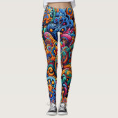 Leggings Psychédélique Batik Guitare Art-Colorful Musique R (Devant)