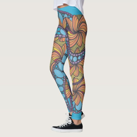 Leggings Psychédélique, doodle art, boho, design abstrait (Gauche)