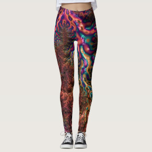 Leggings Psychédélique Groovy Tripant Funky Coloré Fractale