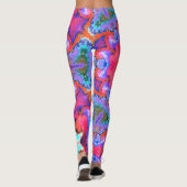 Leggings Psychédélique Hippie Fleur rose bleu et orange (Dos)