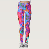 Leggings Psychédélique Hippie Fleur rose bleu et orange (Devant)