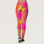 Leggings Psychédélique Hippie Fleur rose violet et jaune (Dos)