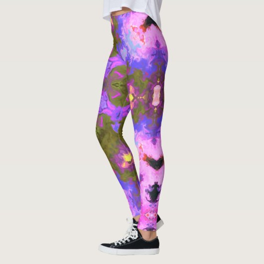 Leggings Psychédélique Mandala Fleur violet et bleu (Gauche)