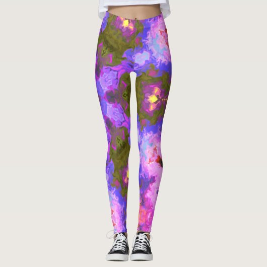 Leggings Psychédélique Mandala Fleur violet et bleu (Devant)