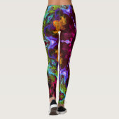 Leggings Psychédélique Mandala Fleur violet orange et vert (Dos)