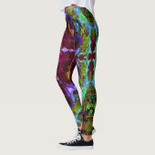 Leggings Psychédélique Mandala Fleur violet orange et vert (Gauche)