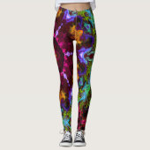Leggings Psychédélique Mandala Fleur violet orange et vert (Devant)