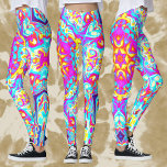 Leggings Psychédélique Mandala Flower bleu rose et jaune<br><div class="desc">Ce modèle de fleur kaléidoscope psychédélique est composé de bleu,  rose et jaune. Des visuels trippy vibreants pour l'hippie moderne ou toute personne qui aime les couleurs vives et funky!</div>