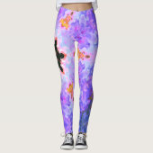 Leggings Psychédélique Mandala Flower bleu rose et jaune (Devant)