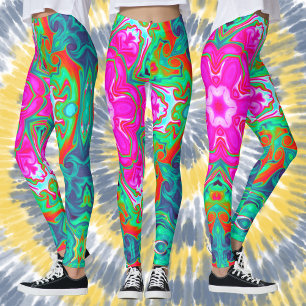 Leggings Psychédélique Mandala Flower bleu rose vert et rou