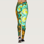 Leggings Psychédélique Mandala Flower Turquoise et jaune (Dos)