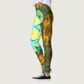 Leggings Psychédélique Mandala Flower Turquoise et jaune (Gauche)