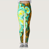 Leggings Psychédélique Mandala Flower Turquoise et jaune (Devant)