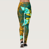 Leggings Psychédélique Mandala Flower Turquoise et jaune (Dos)