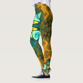 Leggings Psychédélique Mandala Flower Turquoise et jaune (Gauche)