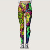 Leggings Psychédélique Mandala Flower vert bleu et violet (Devant)