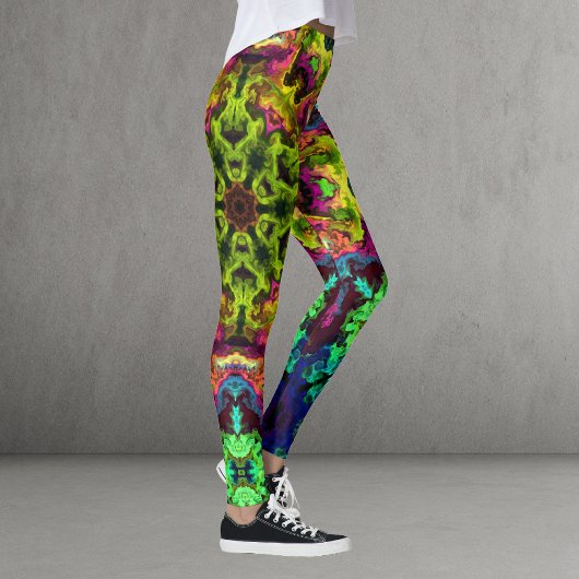 Leggings Psychédélique Mandala Flower vert bleu et violet