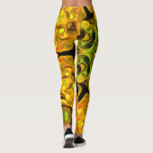 Leggings Psychédélique Mandala Flower vert et jaune (Dos)
