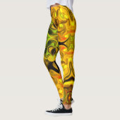 Leggings Psychédélique Mandala Flower vert et jaune (Gauche)