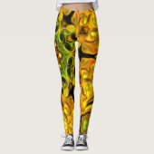 Leggings Psychédélique Mandala Flower vert et jaune (Devant)