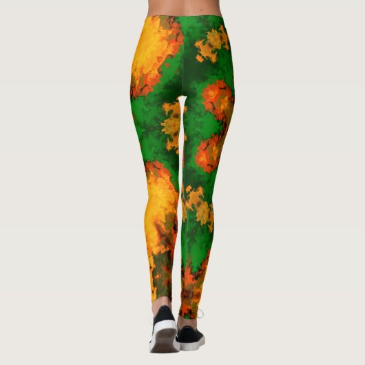 Leggings Psychédélique Mandala Flower vert orange et jaune (Dos)