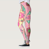 Leggings Psychédélique Mandala Flower vert rose et jaune (Gauche)