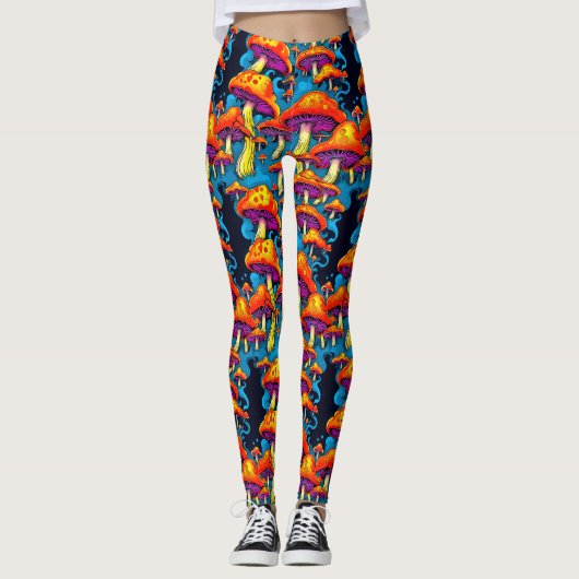 Leggings Psychédélique Rétro Trippy Champhrooms (Devant)
