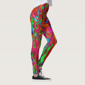 Leggings Psychédélique Super rouge et Fleurs sauvages verts (Droite)
