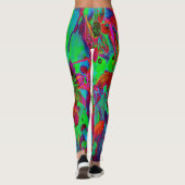 Leggings Psychédélique Super rouge et Fleurs sauvages verts (Dos)