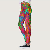 Leggings Psychédélique Super rouge et Fleurs sauvages verts (Gauche)