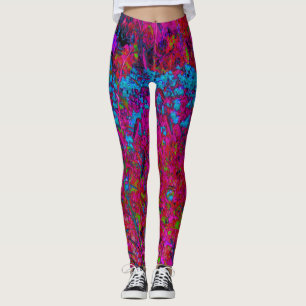 Leggings Psychédélique Violet Lily Fleur Magenta Garden