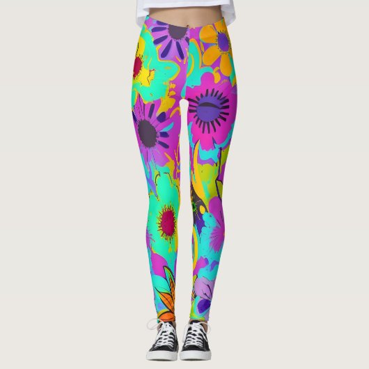 Leggings Puissance Abstraite des fleurs (Devant)