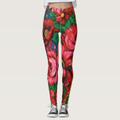 Leggings Puissance des fleurs dans les tons rouges foncés e (Devant)