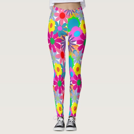 Leggings Puissance des fleurs des années 1970 (Devant)