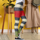 Leggings Pull rayé laineux coloré motif en tricot graphique