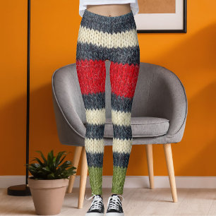 Leggings Pull rayé laineux coloré motif en tricot graphique