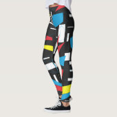 Leggings punk de motif multicolore géométrique de 80s 90s (Gauche)