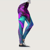 Leggings Purple Aqua Turquoise Belle Flûte Abstraite (Droite)
