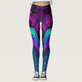 Leggings Purple Aqua Turquoise Belle Flûte Abstraite (Devant)
