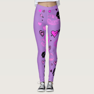 Leggings Purple avec les coeurs et les lèvres