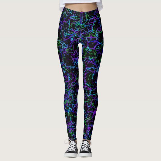 Leggings Purple, Black and Blue Abstract (Devant)