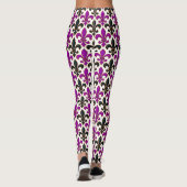 Leggings Purple Black Baroque Fleur-de-lis Pattern Design  (Dos)