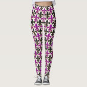 Leggings Purple Black Baroque Fleur-de-lis Pattern Design  (Devant)