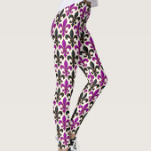 Leggings Purple Black Baroque Fleur-de-lis Pattern Design 