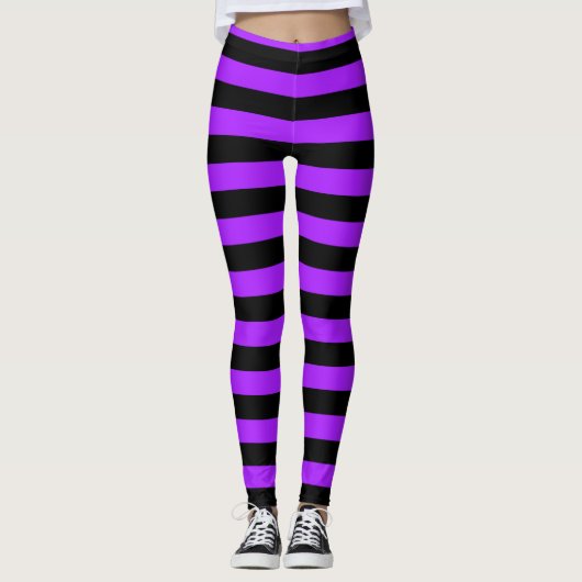 Leggings purple Black Striped Witch Halloween (Devant)